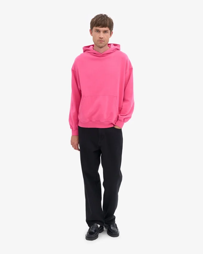 Sweat à capuche oversize en coton bio - Rose bubble-gum