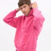 Sweat à capuche oversize en coton bio - Rose bubble-gum