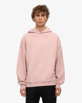 Sweat à capuche oversize en coton bio – Rose délavé