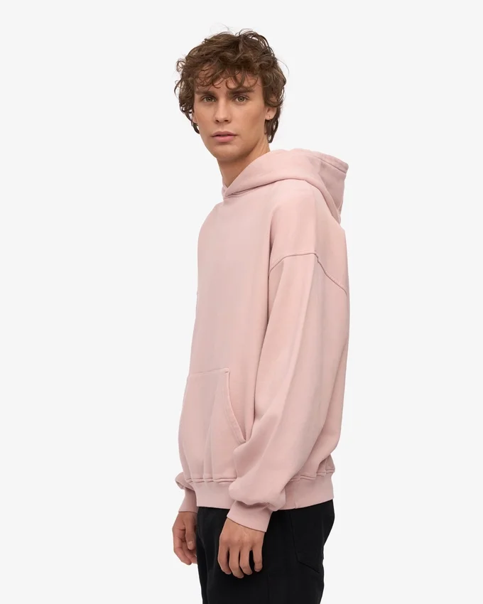 Sweat à capuche oversize en coton bio - Rose délavé