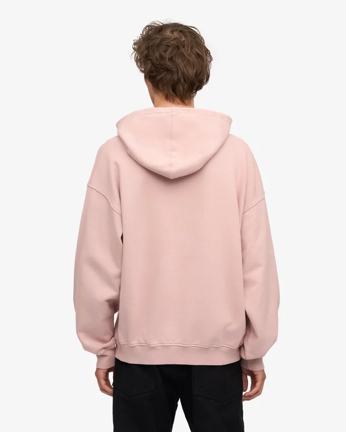 Sweat à capuche oversize en coton bio - Rose délavé