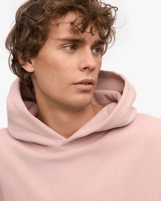 Sweat à capuche oversize en coton bio - Rose délavé