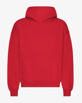 Sweat à capuche oversize en coton bio - Rouge écarlate