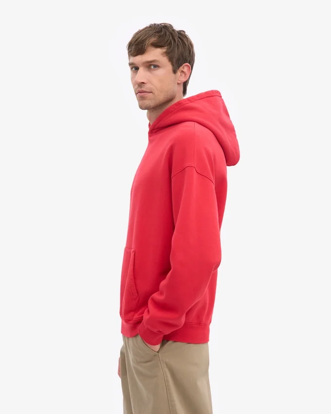 Sweat à capuche oversize en coton bio - Rouge écarlate