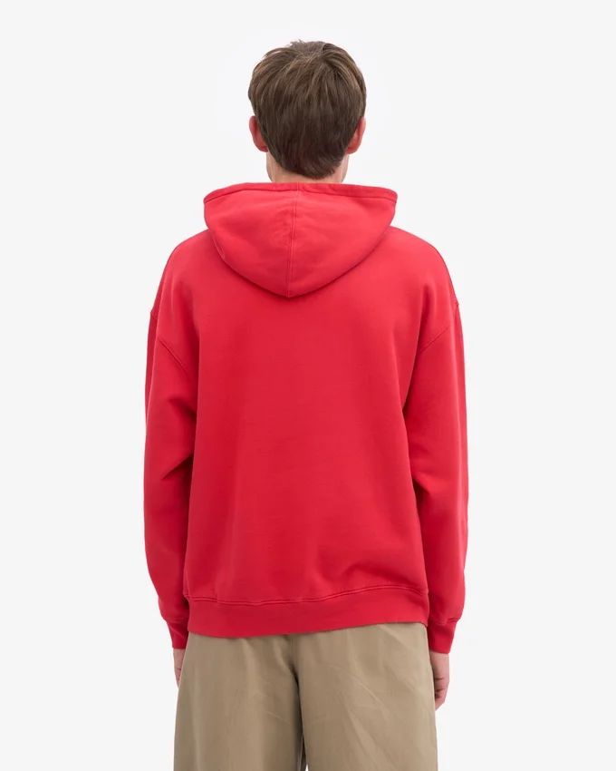 Sweat à capuche oversize en coton bio - Rouge écarlate