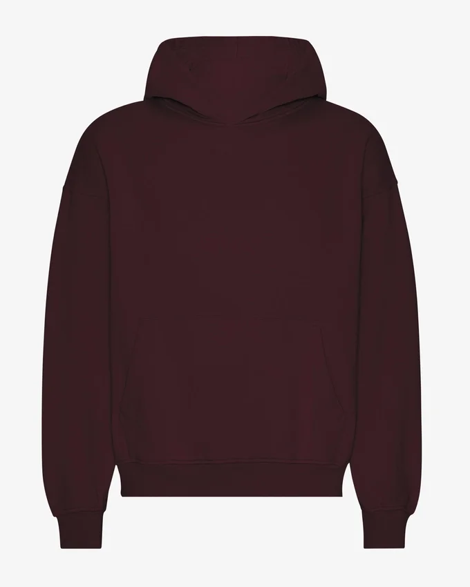 Sweat à capuche oversize en coton bio - Rouge sang de bœuf
