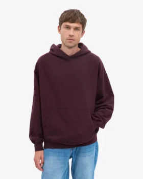 Sweat à capuche oversize en coton bio – Rouge sang de bœuf