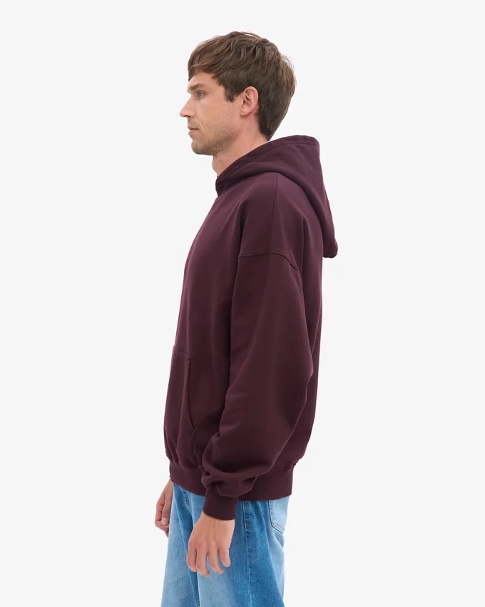 Sweat à capuche oversize en coton bio - Rouge sang de bœuf
