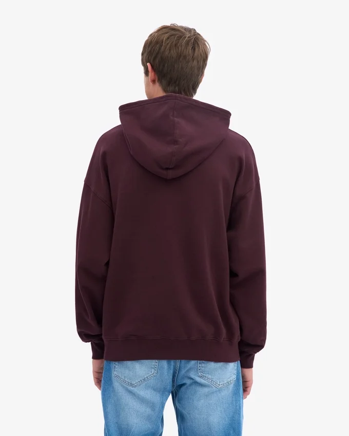 Sweat à capuche oversize en coton bio - Rouge sang de bœuf