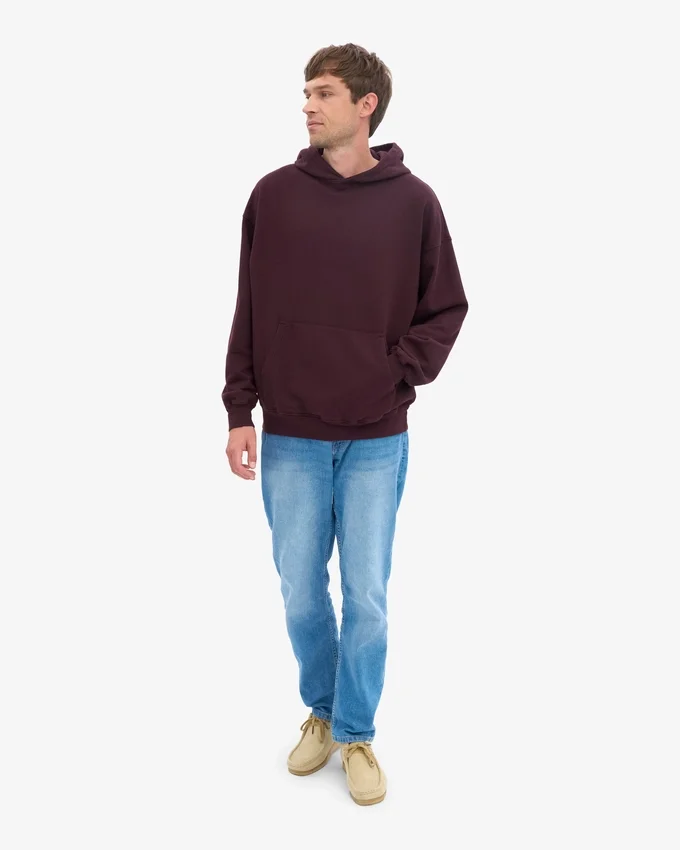 Sweat à capuche oversize en coton bio - Rouge sang de bœuf