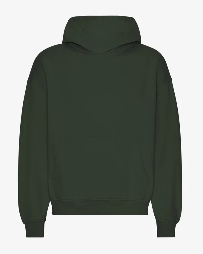 Sweat à capuche oversize en coton bio - Vert chasseur