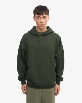 Sweat à capuche oversize en coton bio – Vert chasseur
