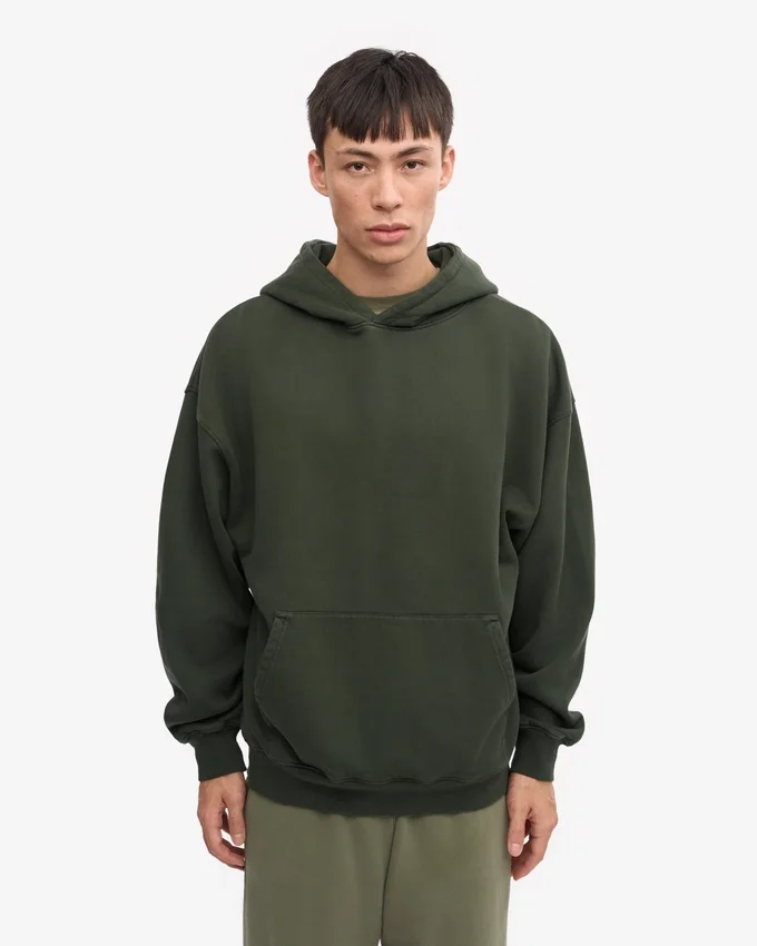 Sweat à capuche oversize en coton bio - Vert chasseur