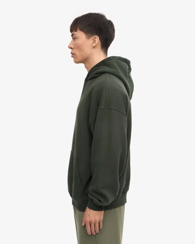Sweat à capuche oversize en coton bio - Vert chasseur