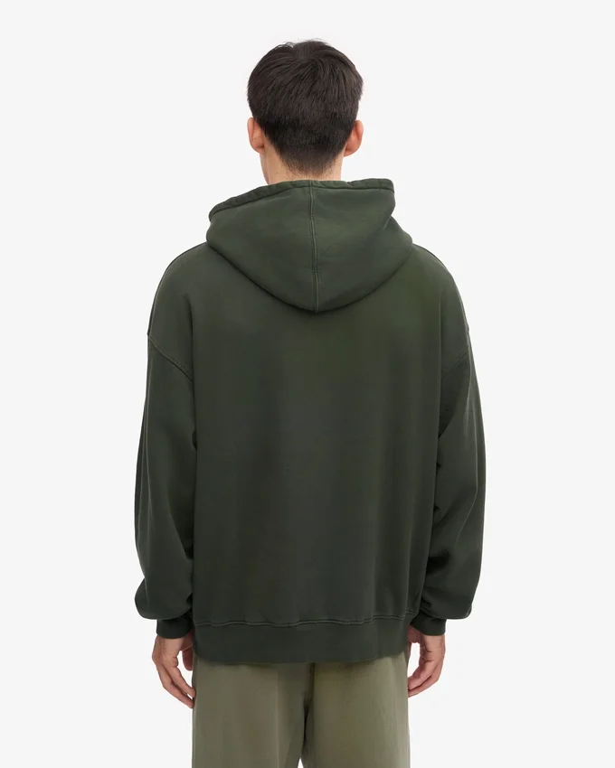Sweat à capuche oversize en coton bio - Vert chasseur