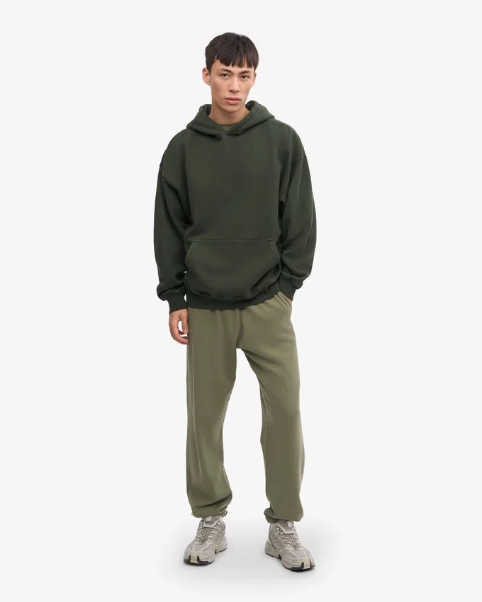 Sweat à capuche oversize en coton bio - Vert chasseur