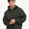 Sweat à capuche oversize en coton bio - Vert chasseur