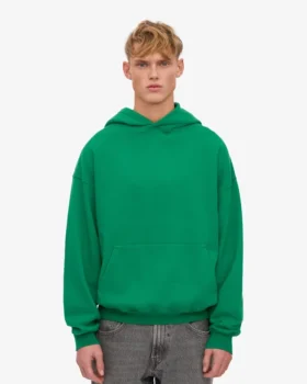 Sweat à capuche oversize en coton bio – Vert Kelly