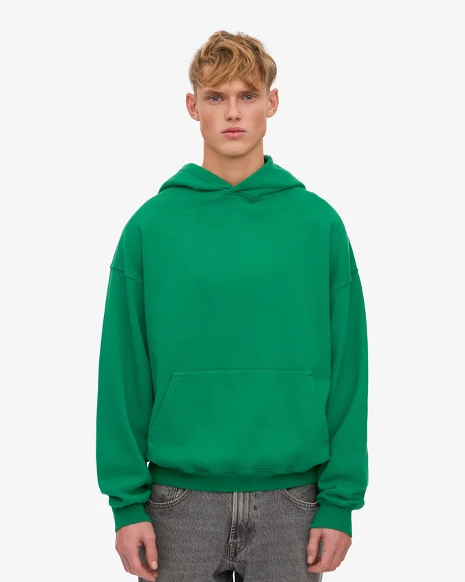 Sweat à capuche oversize en coton bio - Vert Kelly