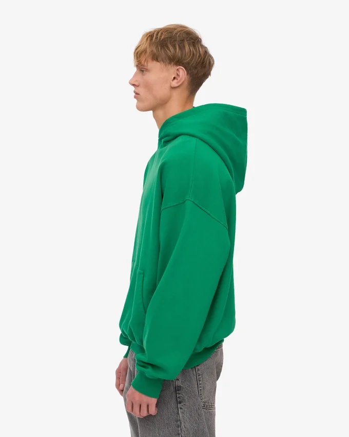 Sweat à capuche oversize en coton bio - Vert Kelly