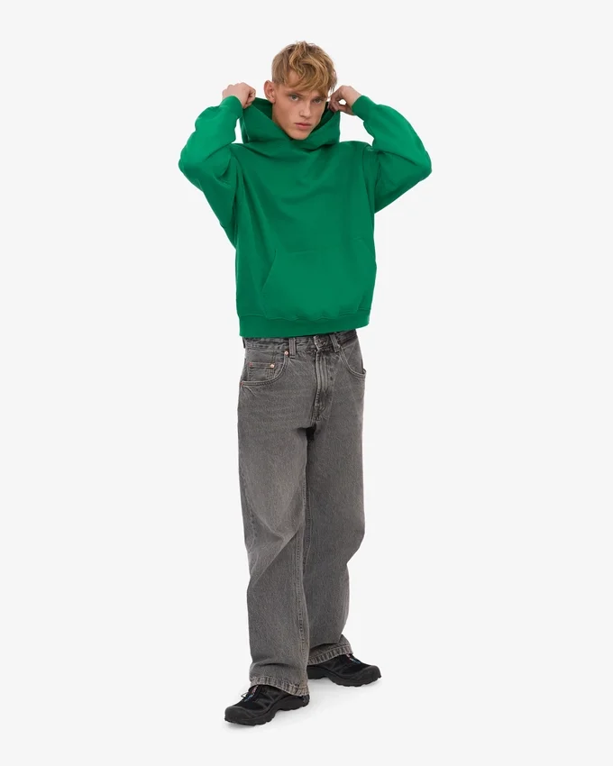 Sweat à capuche oversize en coton bio - Vert Kelly