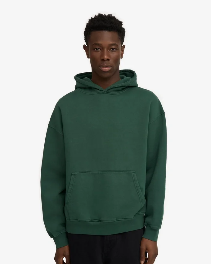 Sweat à capuche oversize en coton bio - Vert émeraude