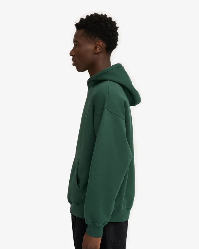 Sweat à capuche oversize en coton bio - Vert émeraude