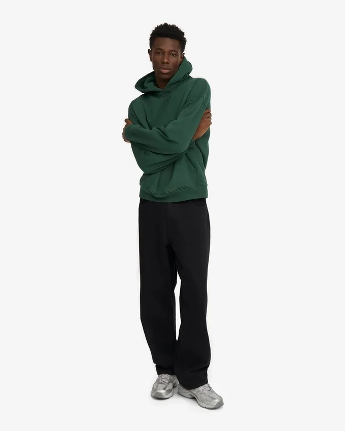 Sweat à capuche oversize en coton bio - Vert émeraude