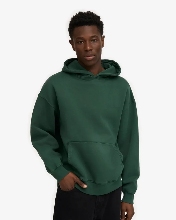 Sweat à capuche oversize en coton bio - Vert émeraude