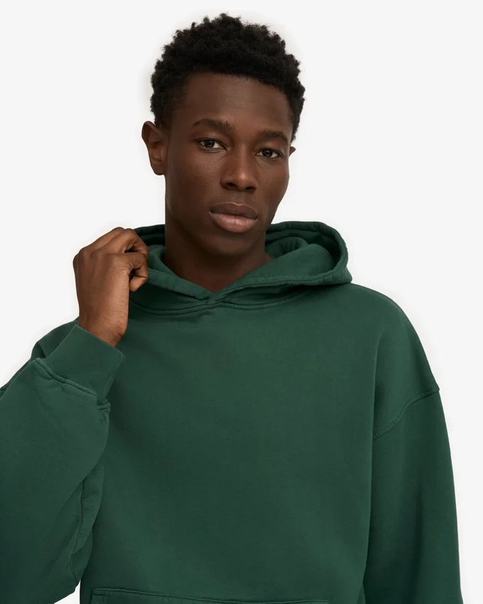 Sweat à capuche oversize en coton bio - Vert émeraude