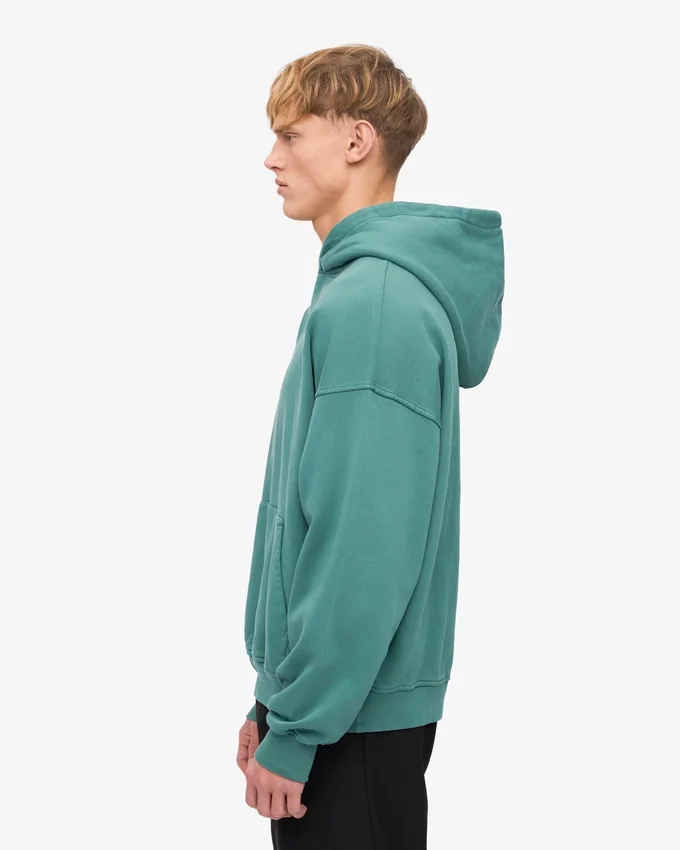 Sweat à capuche oversize en coton bio - Vert sapin