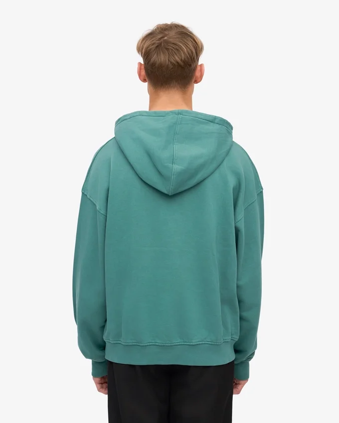 Sweat à capuche oversize en coton bio - Vert sapin