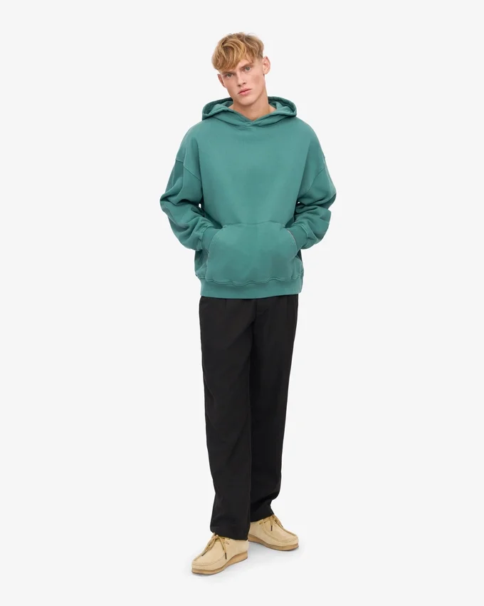 Sweat à capuche oversize en coton bio - Vert sapin