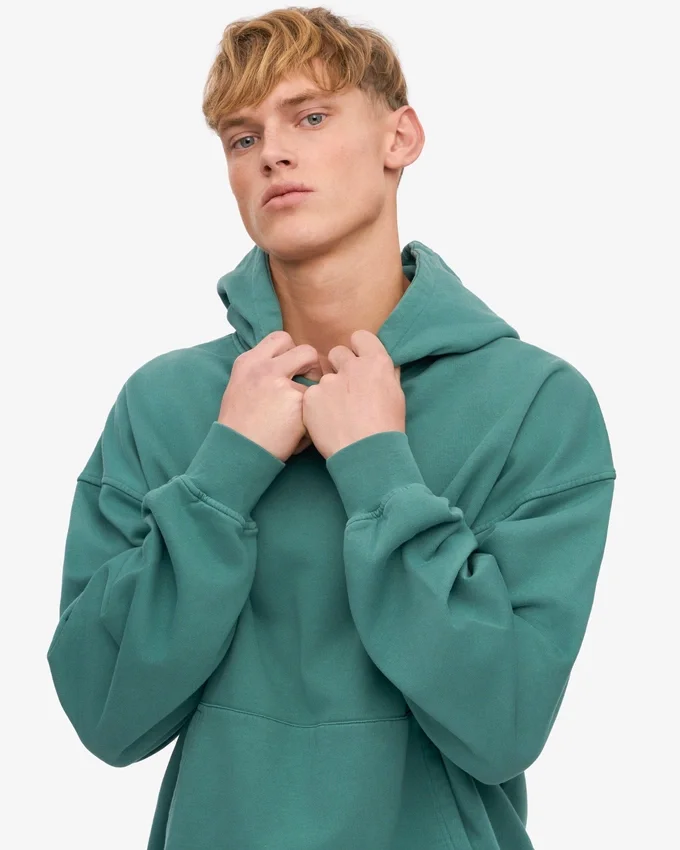 Sweat à capuche oversize en coton bio - Vert sapin