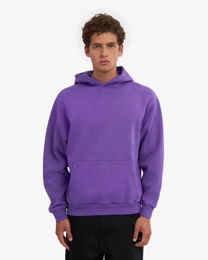Sweat à capuche oversize en coton bio - Violet ultra