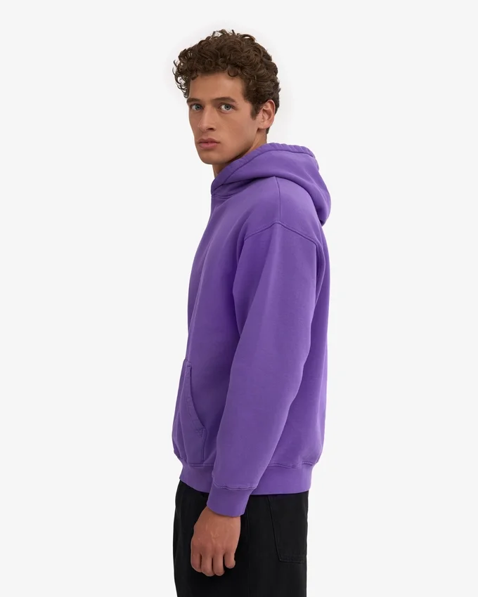 Sweat à capuche oversize en coton bio - Violet ultra