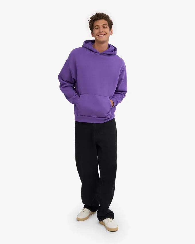 Sweat à capuche oversize en coton bio - Violet ultra