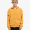 Sweat à capuche oversize en laine mérinos bio avec fermeture éclair - Jaune brûlé