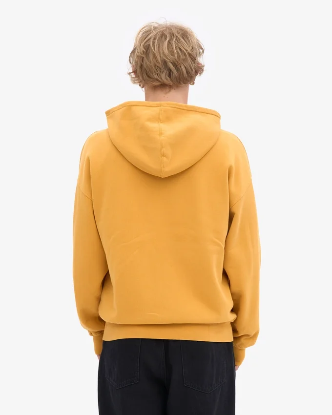 Sweat à capuche oversize en laine mérinos bio avec fermeture éclair - Jaune brûlé