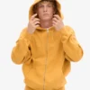 Sweat à capuche oversize en laine mérinos bio avec fermeture éclair - Jaune brûlé
