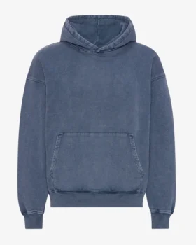 Sweat à capuche oversize en laine mérinos bio - Bleu Neptune