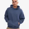 Sweat à capuche oversize en laine mérinos bio - Bleu Neptune