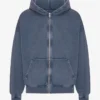 Sweat à capuche oversize zippé bio - Bleu Neptune