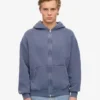 Sweat à capuche oversize zippé bio - Bleu Neptune