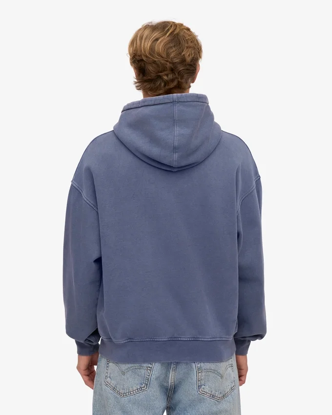 Sweat à capuche oversize zippé bio - Bleu Neptune