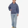 Sweat à capuche oversize zippé bio - Bleu Neptune