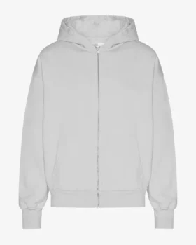 Sweat à capuche oversize zippé bio - Gris délavé