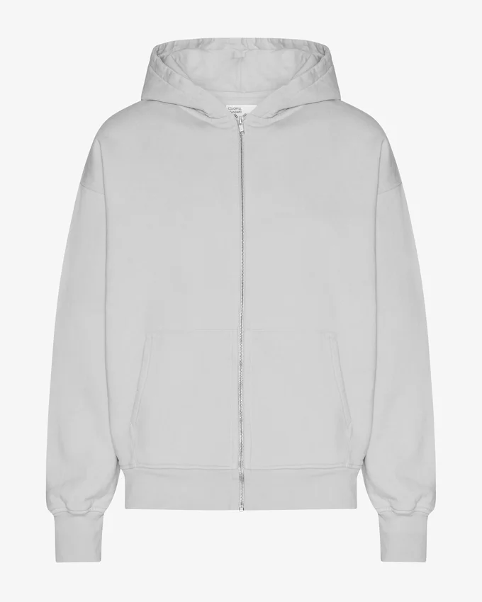 Sweat à capuche oversize zippé bio - Gris délavé