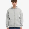 Sweat à capuche oversize zippé bio - Gris délavé