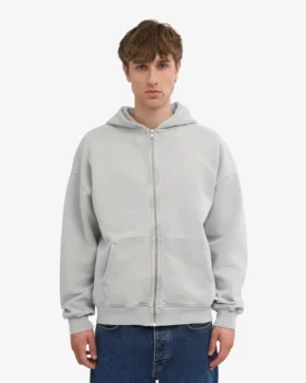 Sweat à capuche oversize zippé bio – Gris délavé
